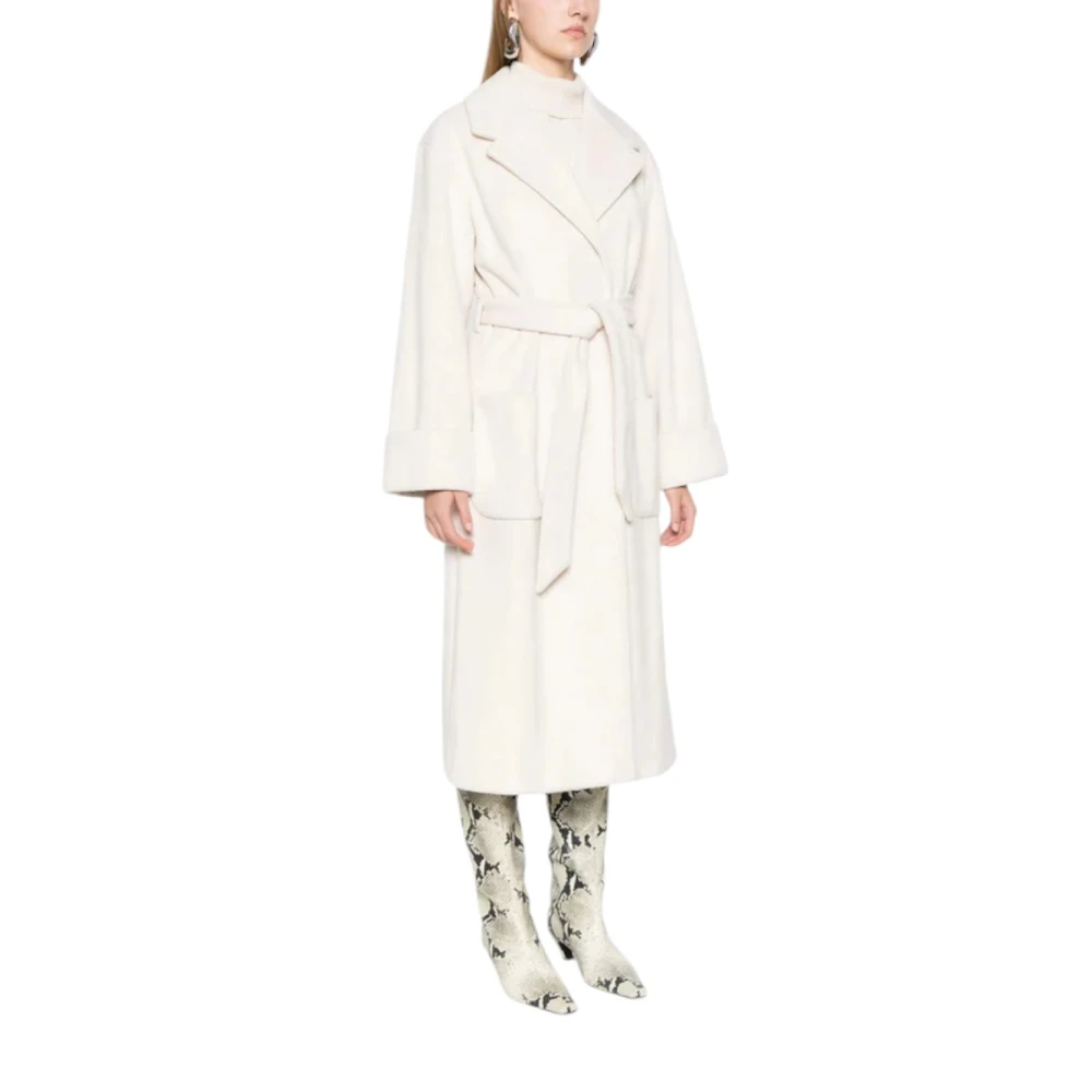 Liu Jo Gestreepte wollen jas White Dames