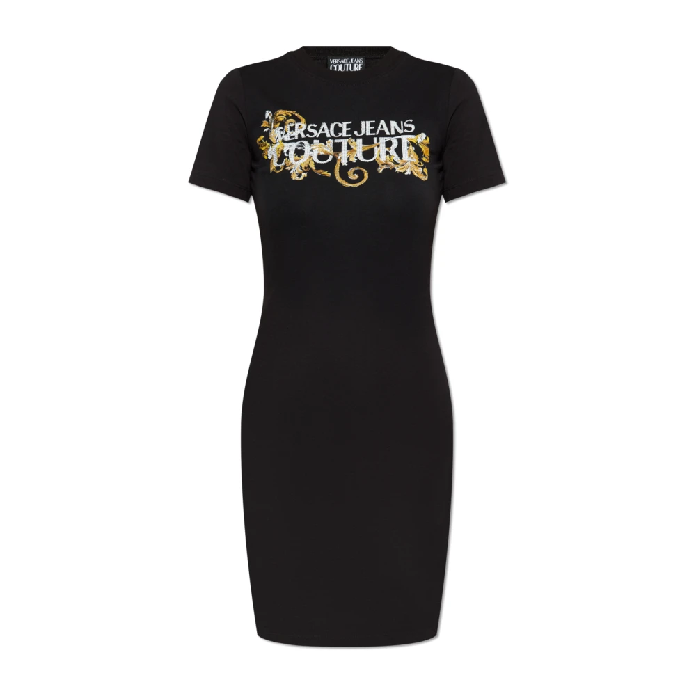 Versace Jeans Couture Jurk met logo Black Dames