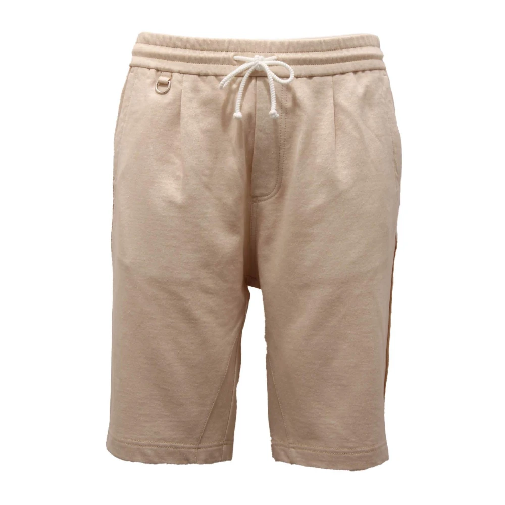 Paolo Pecora Men's Beige Bermuda Sweat Shorts With Linen - Casual Shorts - L - Shorts