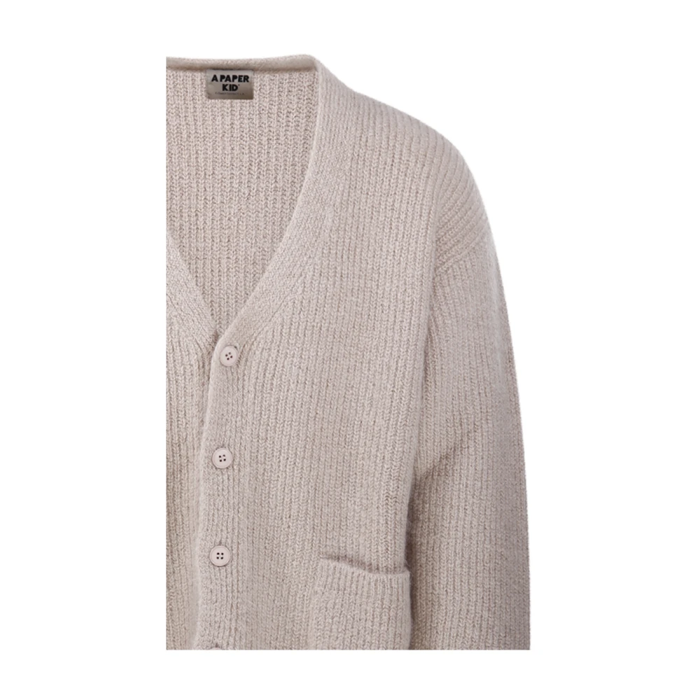 A Paper Kid Zand Cardigan voor stijlvolle uitstraling Pink Heren