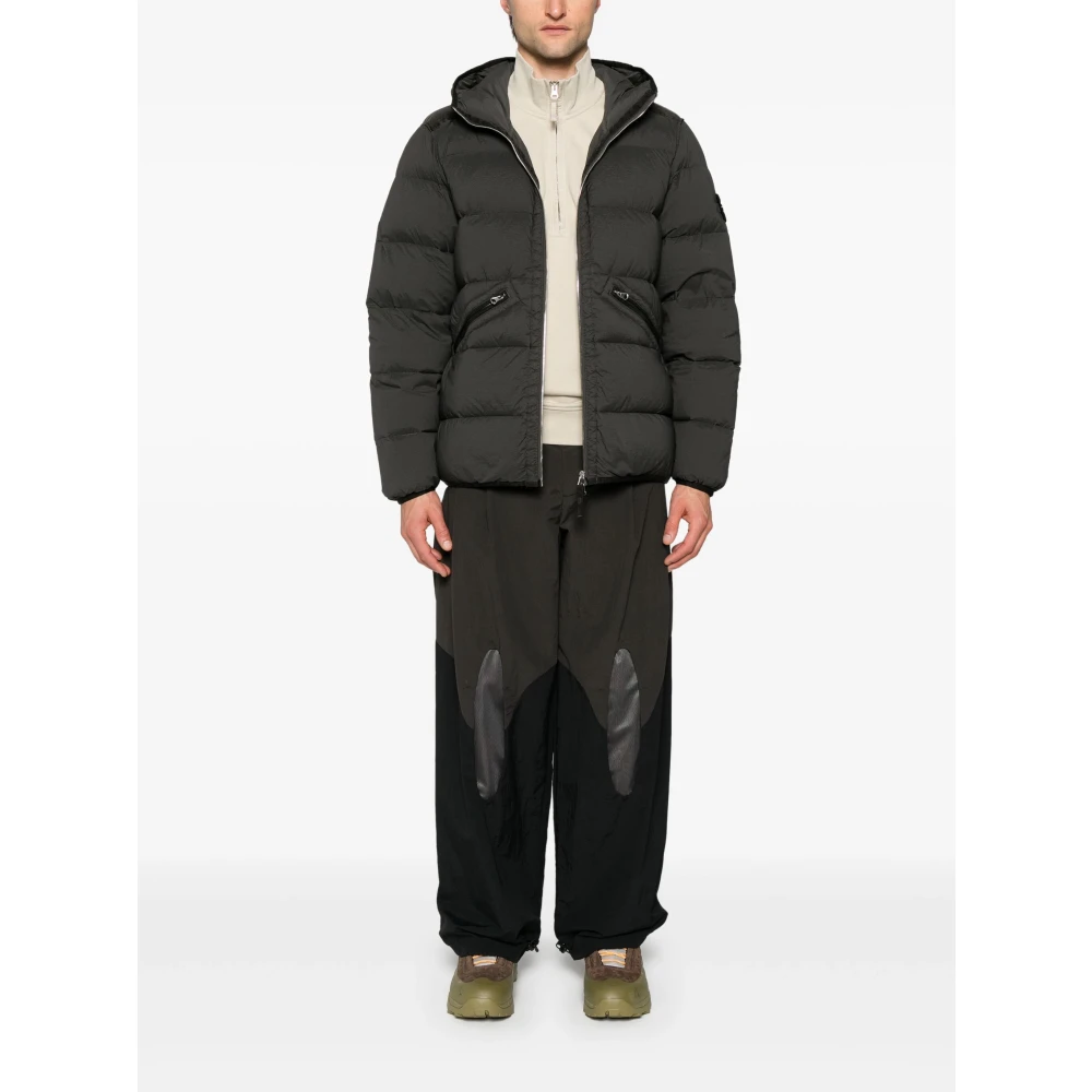 Stone Island Stretch Hooded Pufferjas Black Heren