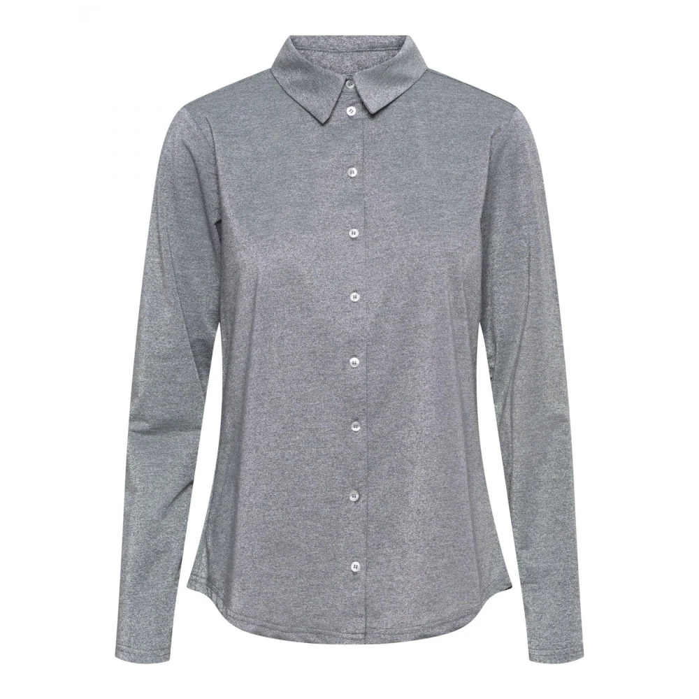 &Co Woman Melange Jersey Blouse met Lange Mouwen Gray Dames