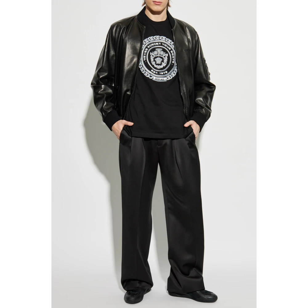 Versace T-shirt met bedrukt logo Black Heren