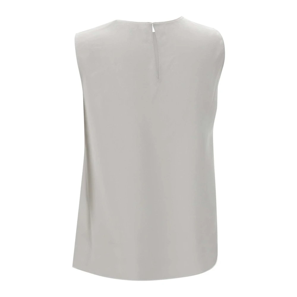 Theory Zijden Georgette Mouwloze Top Grijs Gray Dames