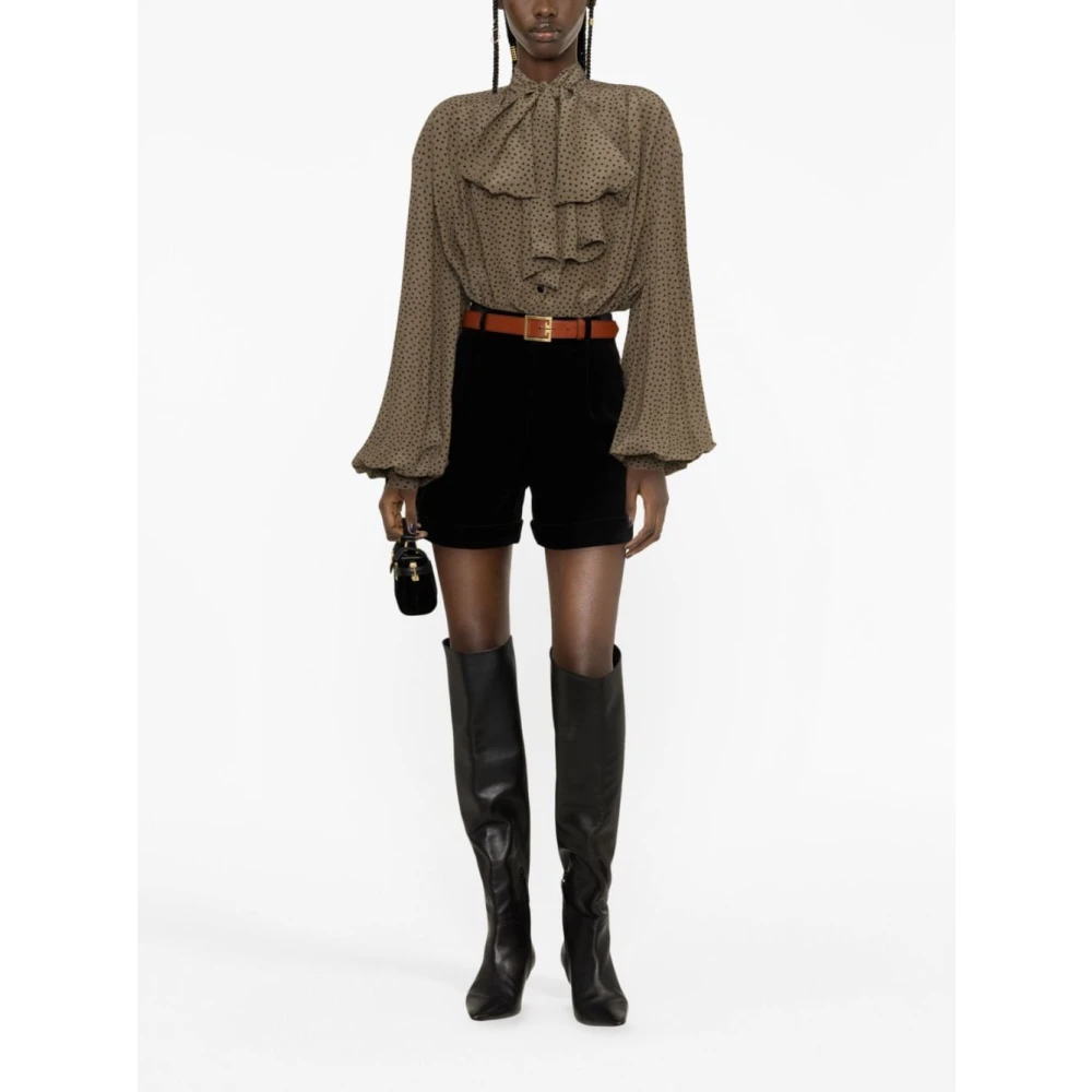 Balmain Zijden Shirt met Bow Green Dames