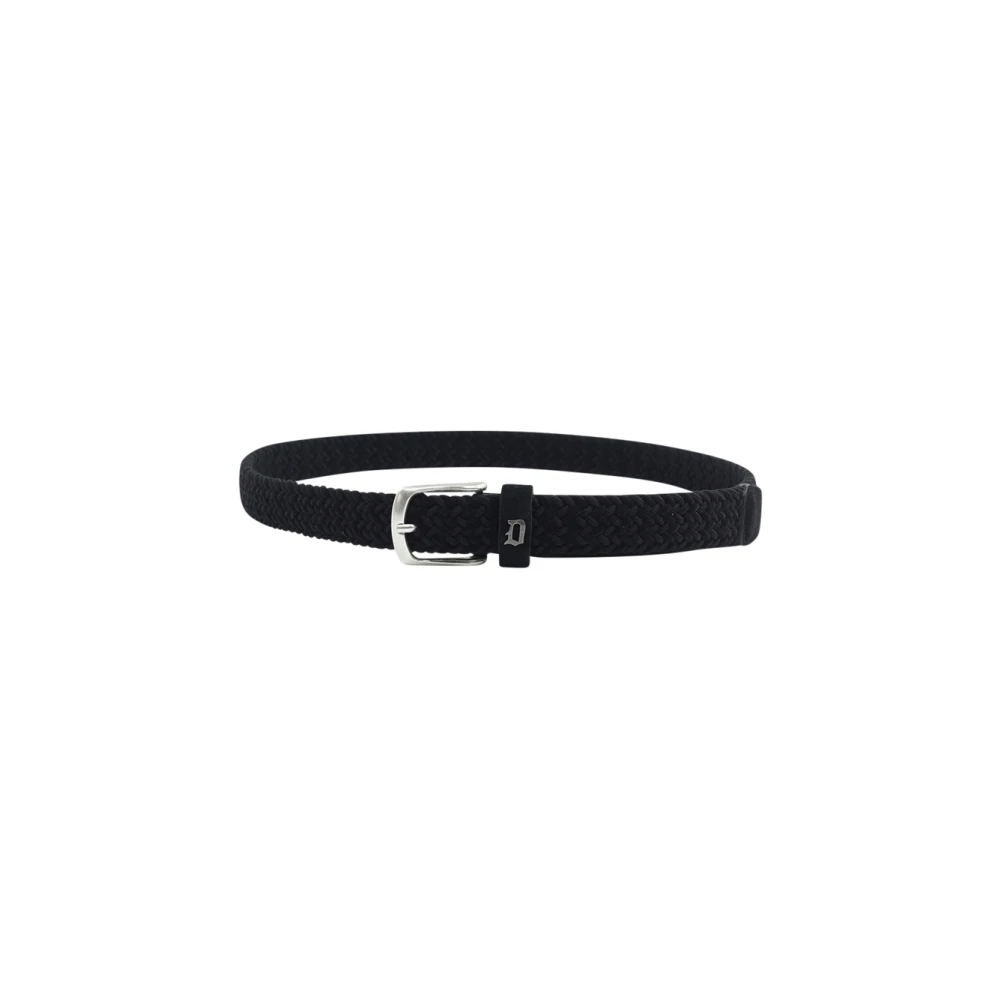 Dondup Men's Black Belts, 85 Cm, Elasticized Leather Braided Belt