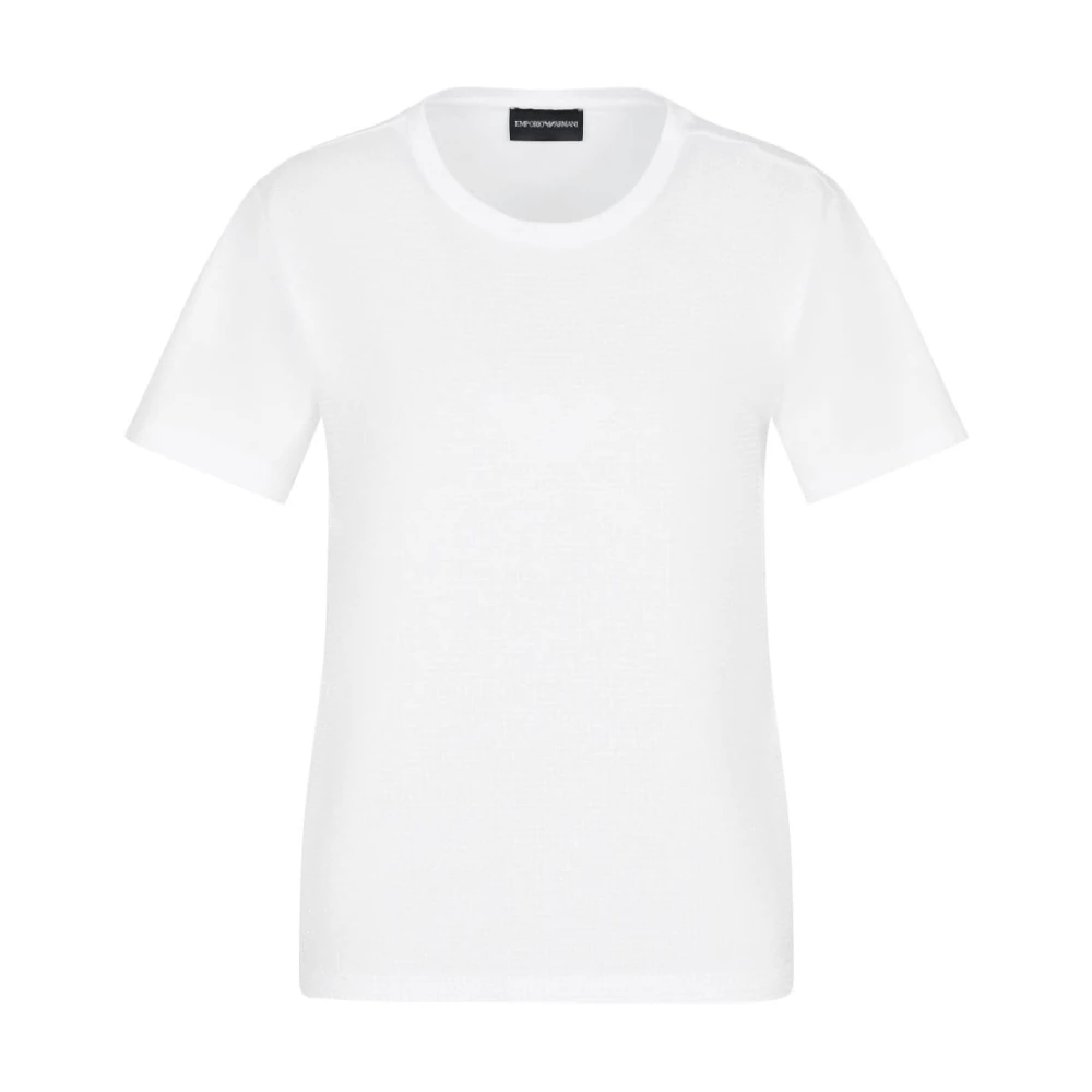 Emporio Armani Witte Katoenen Rhinestone Crew Neck T-shirt White Dames