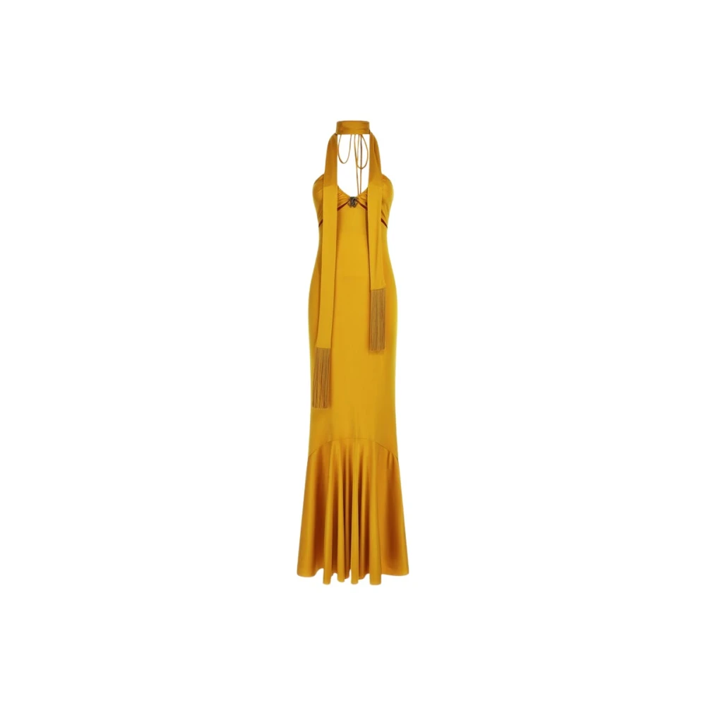 Roberto Cavalli Women's Yellow Gowns, 2XL, Off-Shoulder Dress Made In Italy