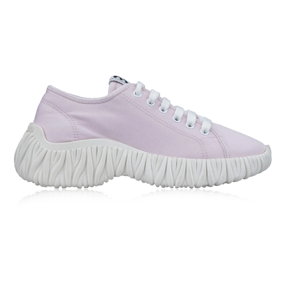 Miu Miu Women's Pink Sneakers,, Fabric Lace-Up Trainers Size 4