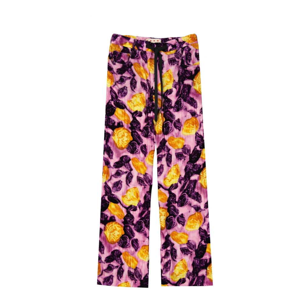 Pantaloni di Velluto Viola con Fantasia Colorata, Marni, Donna