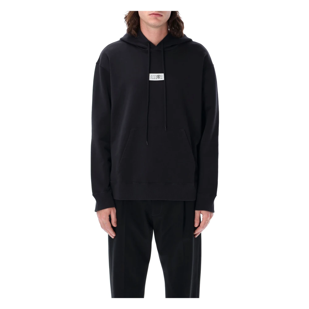 MM6 Maison Margiela Zwarte Gebreide Hoodie Ss25 Black Heren