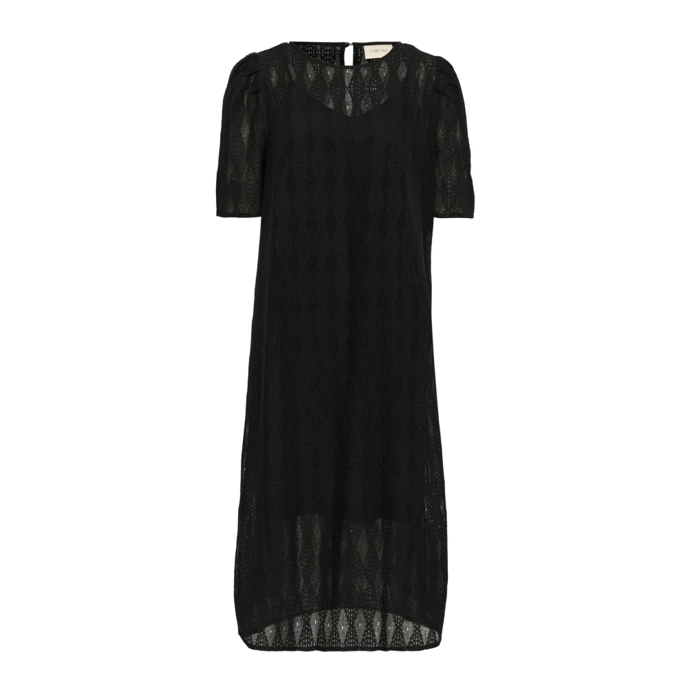 Cream Black Midi Dresses, Female, Xs, Pitch Embroidered Dress