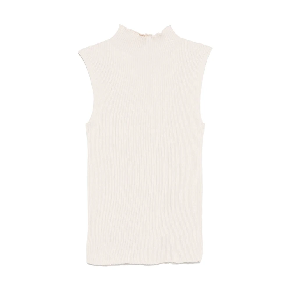 Antonelli Firenze Beige Mock Neck Sleeveless Sweater Beige Dames