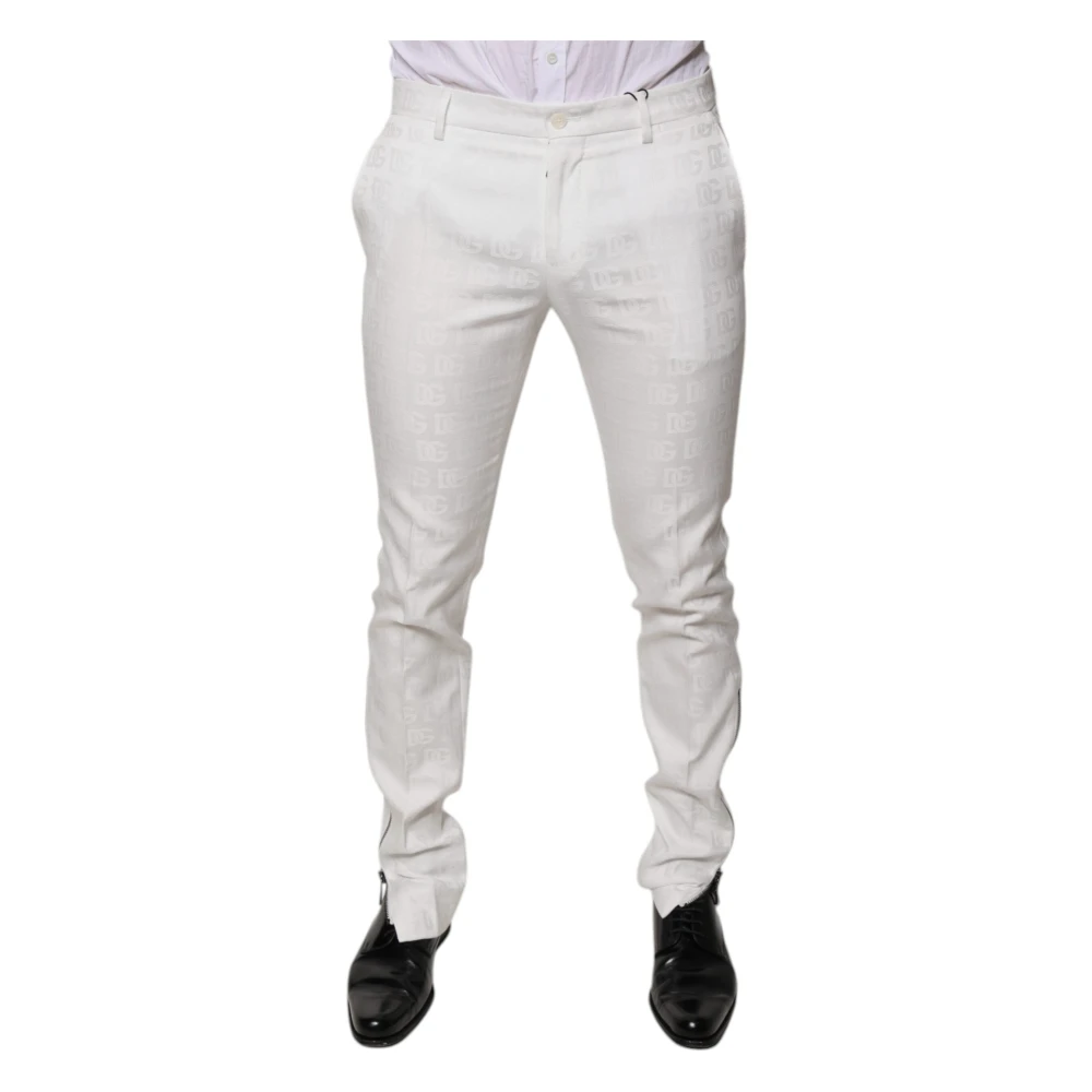 Dolce & Gabbana White Cotton Tapered Formal Dress Pants - IT48 | M - Image 3