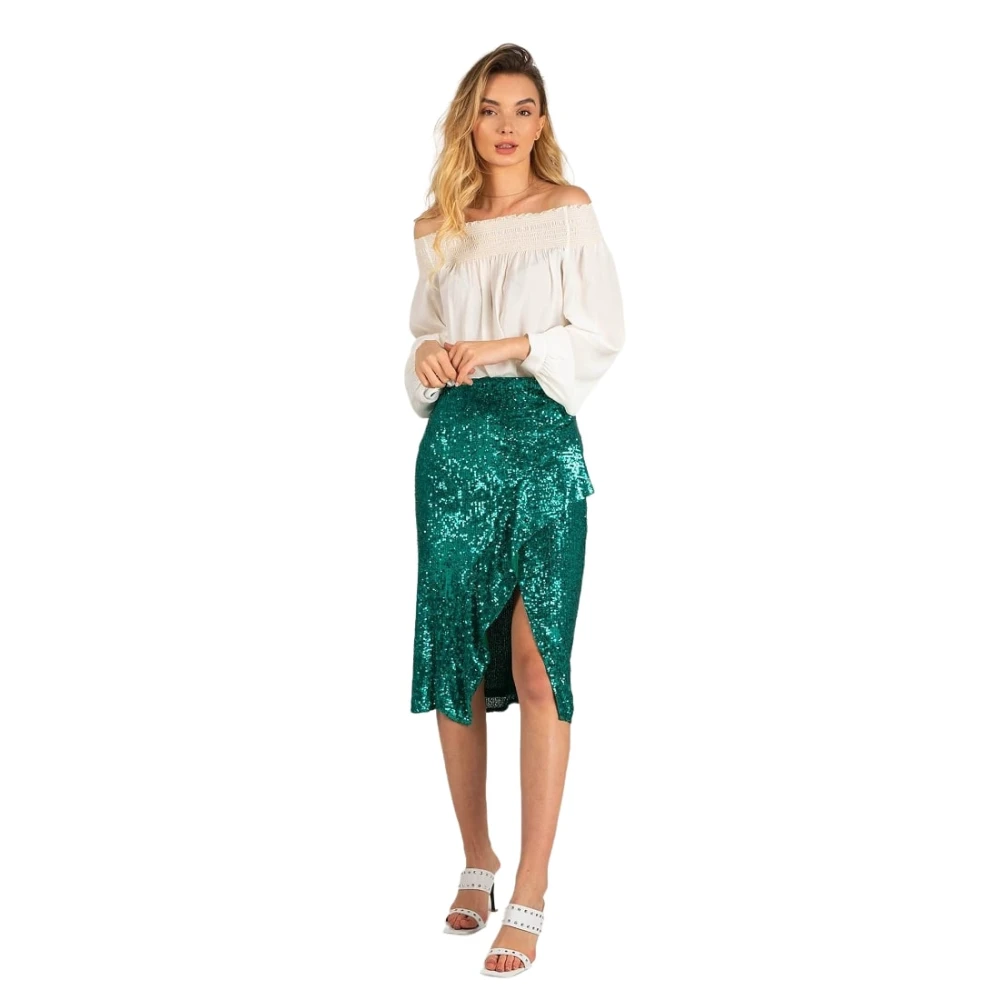 pinko Knielange Rok Green Dames