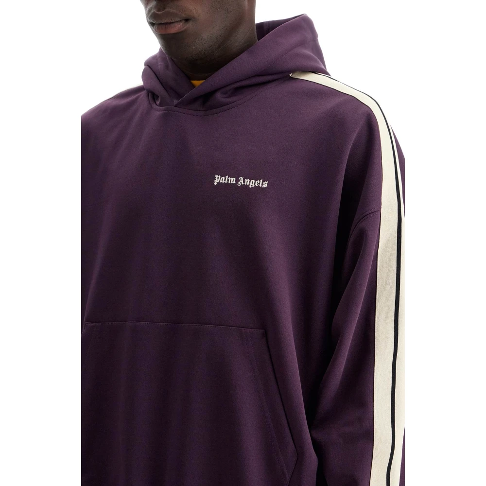Palm Angels Gestreepte Boxy Sweatshirt met Kangoeroezak Purple Heren