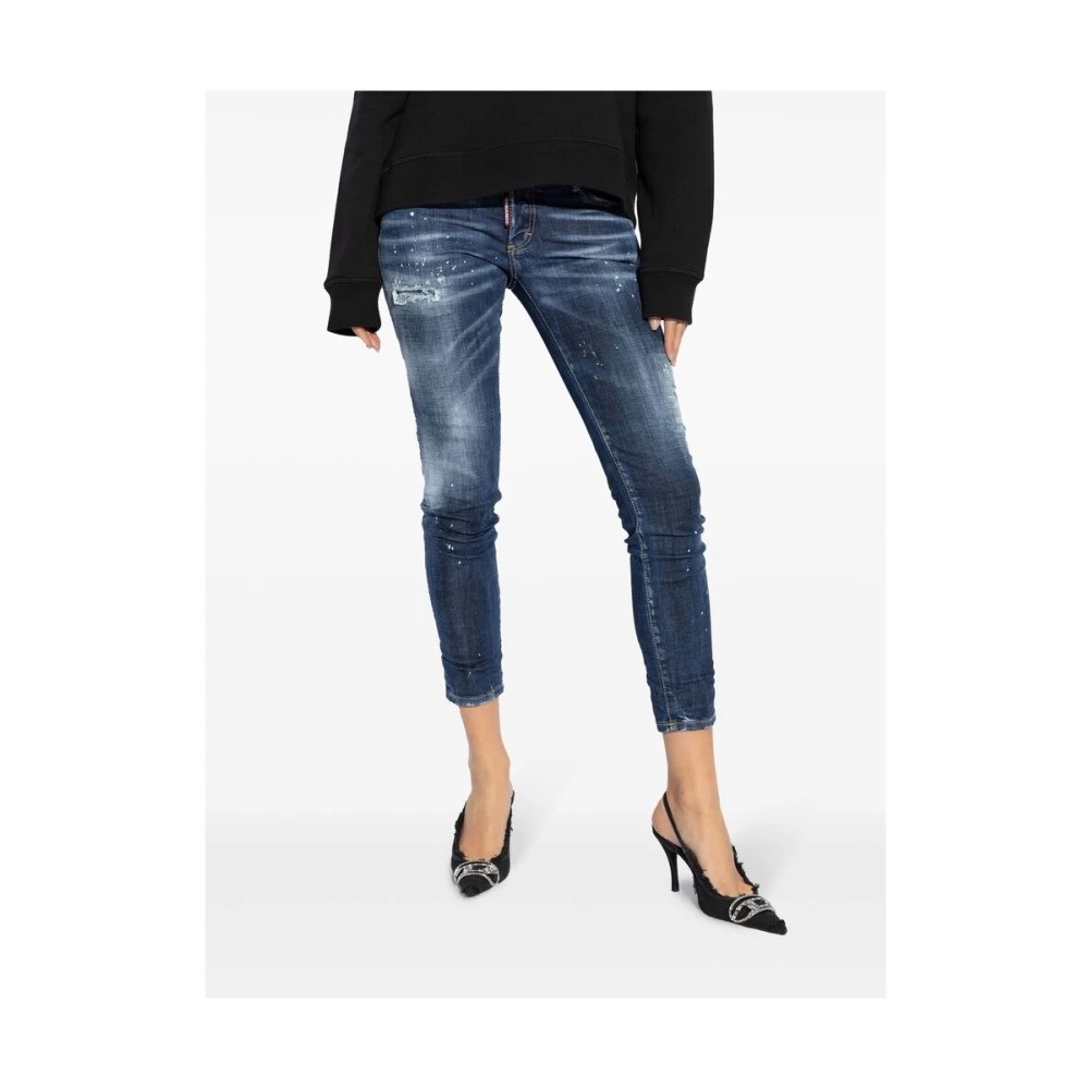 Dsquared2 Donkerblauwe Denim Cropped Jeans Blue Dames