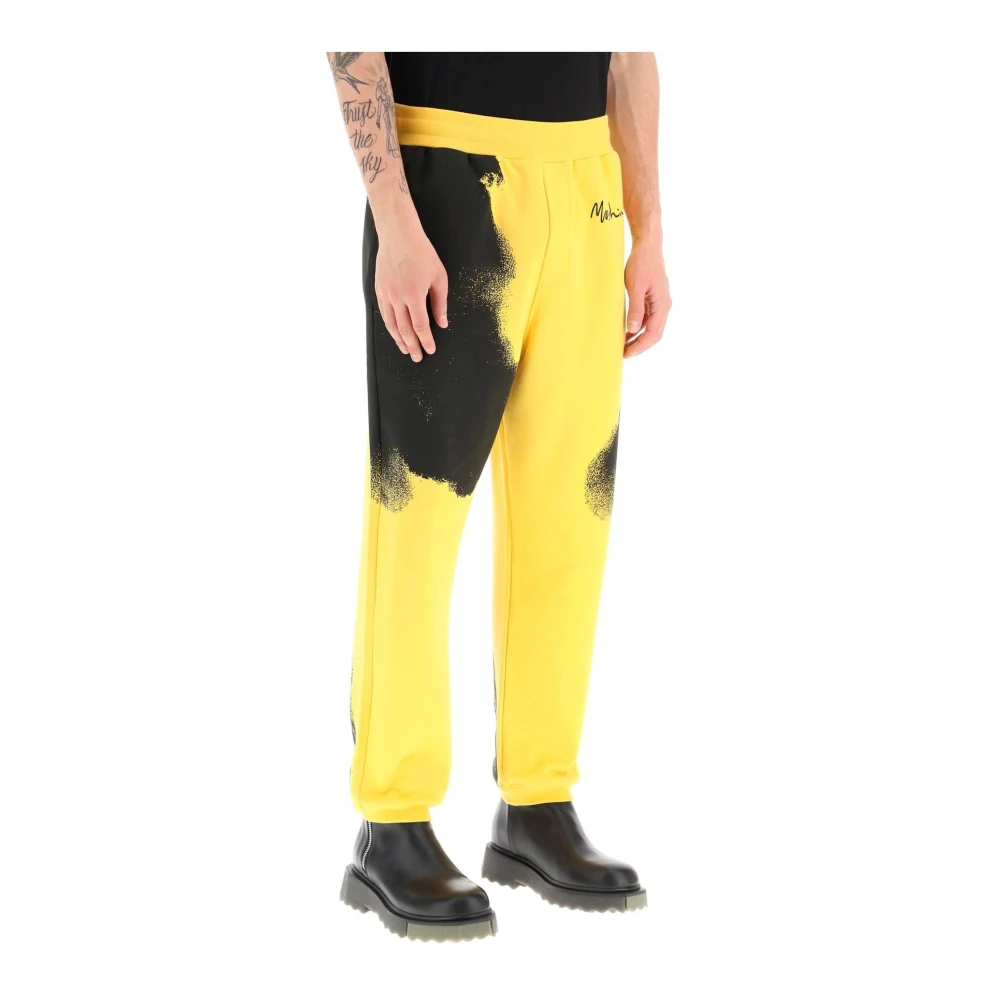 Moschino Joggingbroek met grafische print en logo Yellow Heren