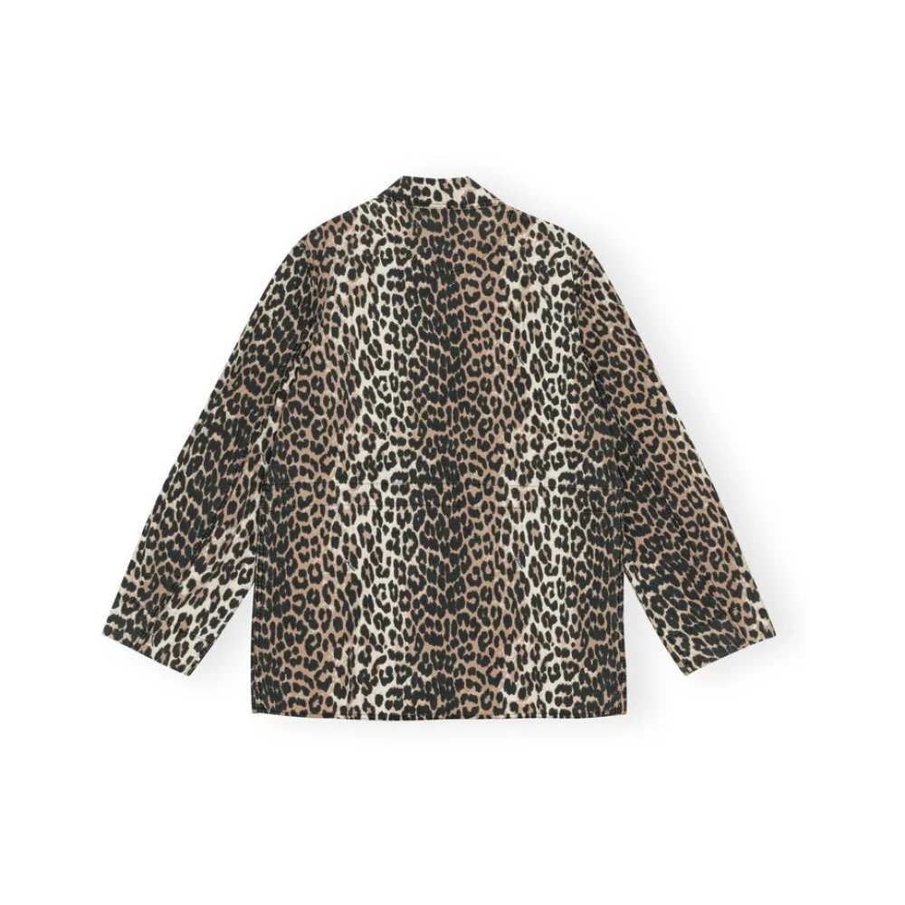 Ganni Luipaardprint Canvas Jas Multicolor Dames