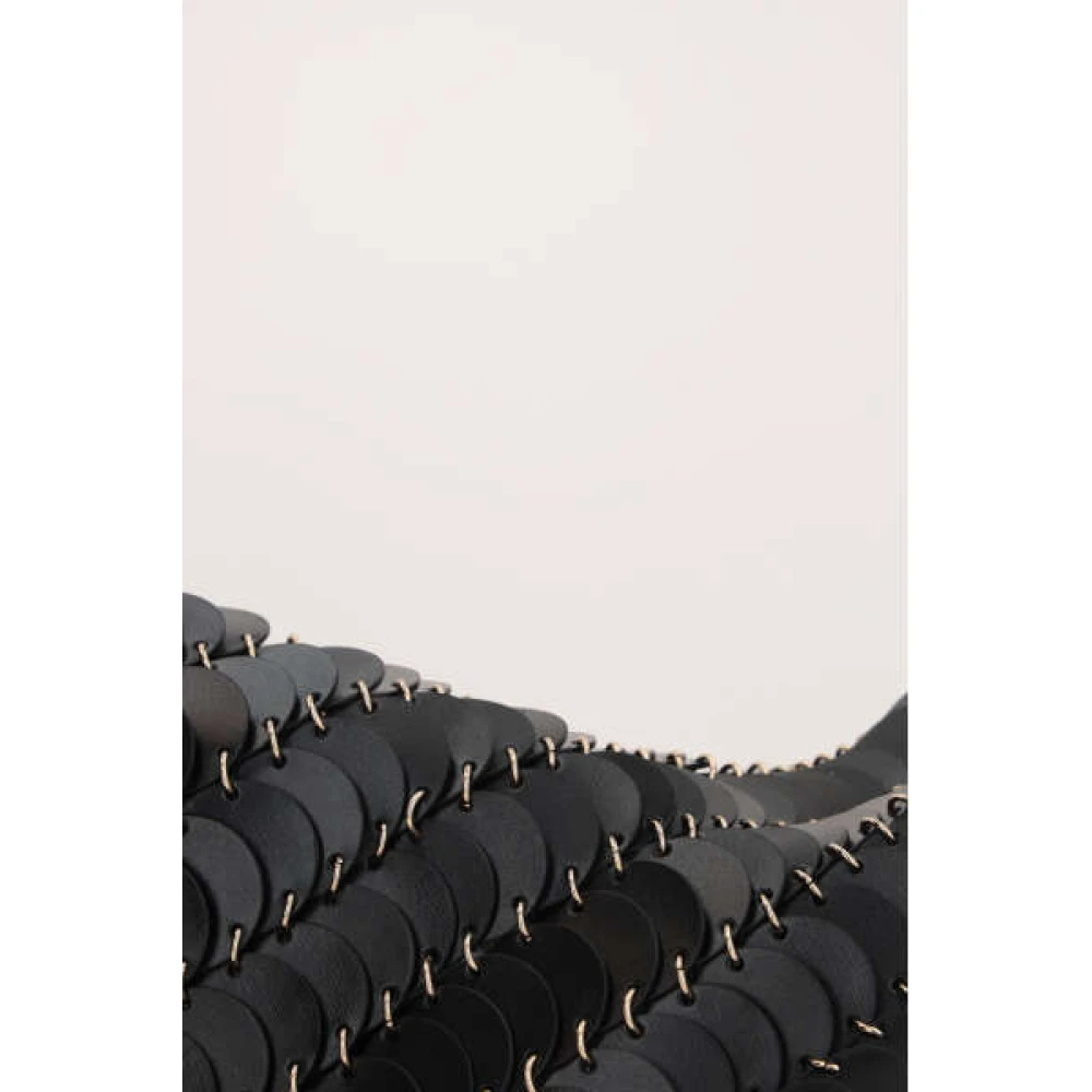 Paco Rabanne Zwarte leren schoudertas met gouden metalen accenten Black Dames