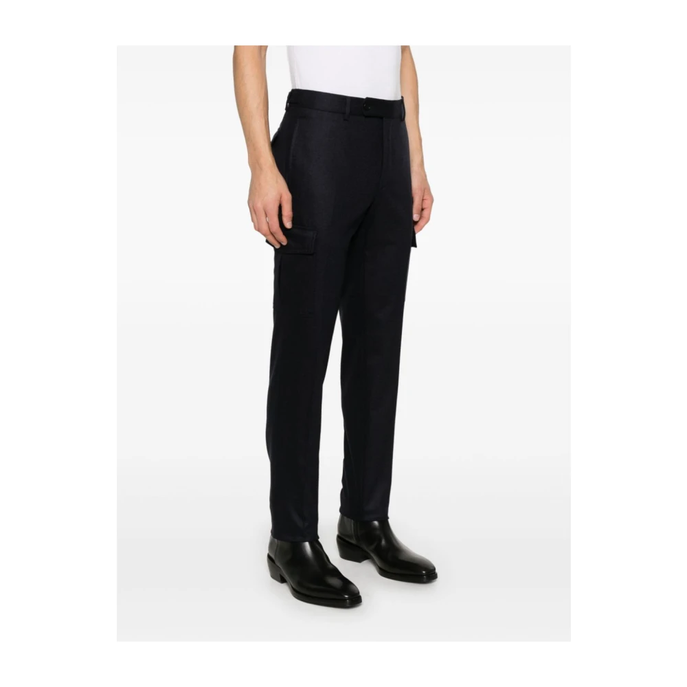 Incotex Middernachtblauwe Katoenmix Broek Black Heren
