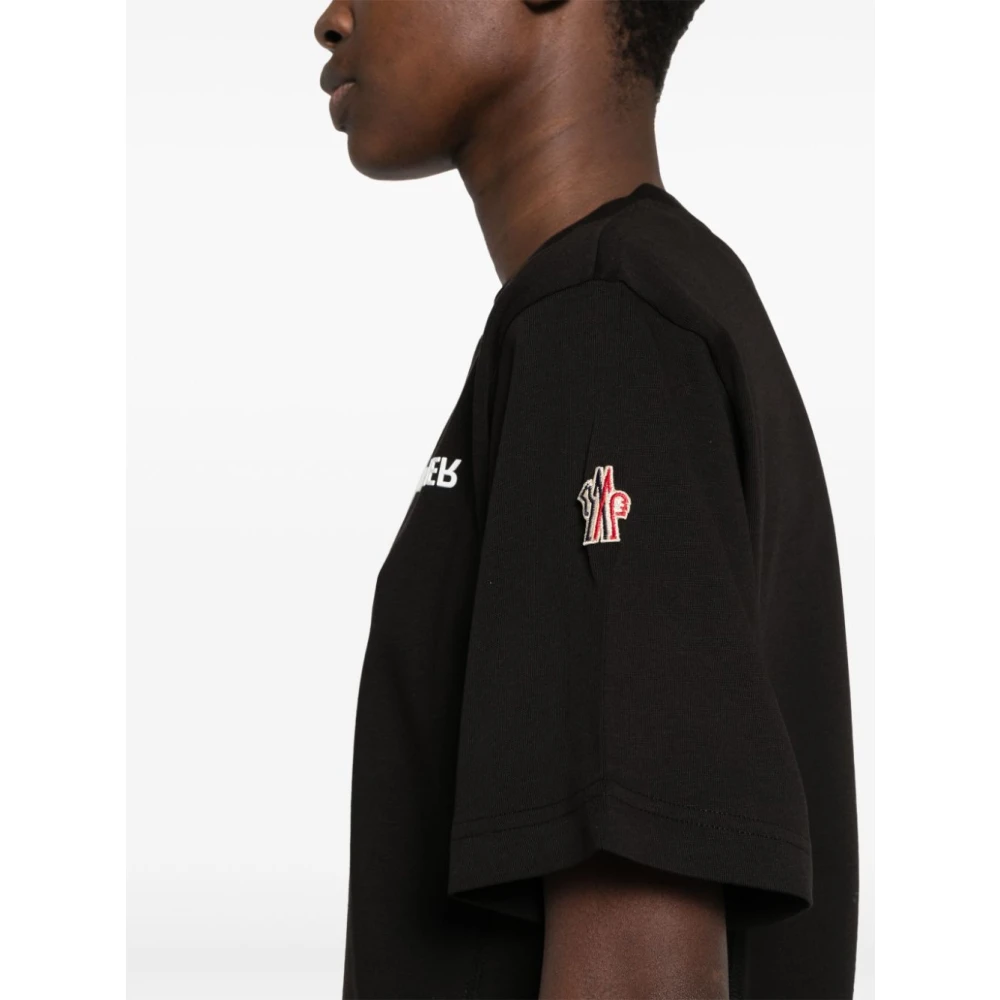 Moncler Zwart Logo T-shirt Lichtgewicht Jersey Black Dames