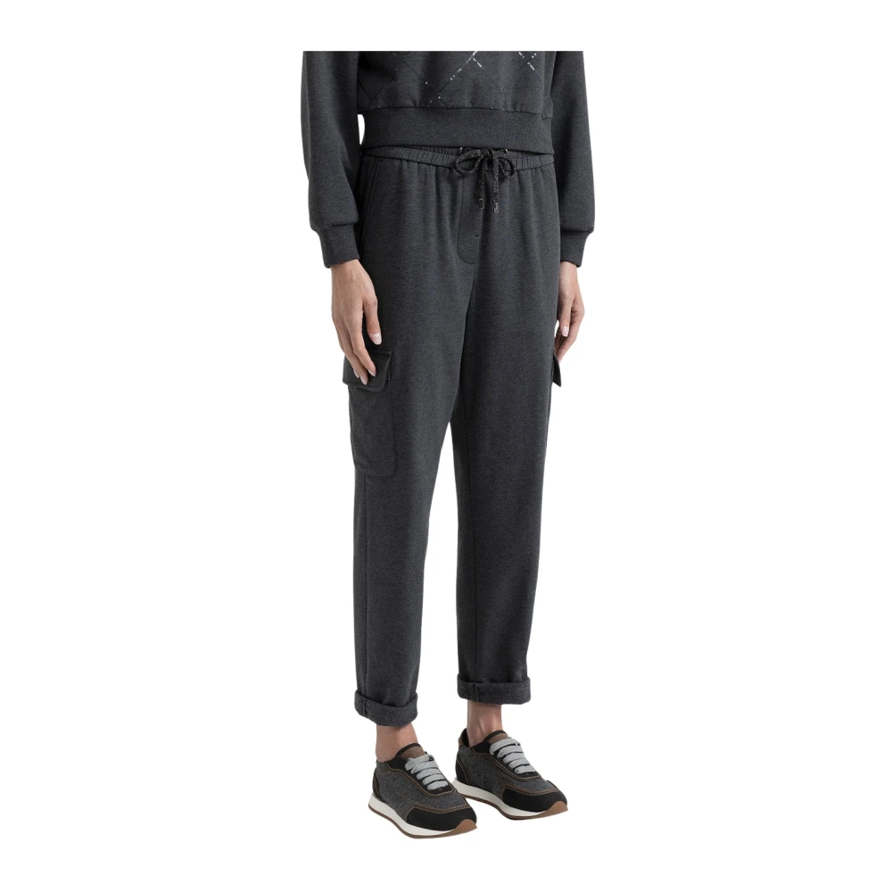PESERICO Katoenen fleece joggers Gray Dames