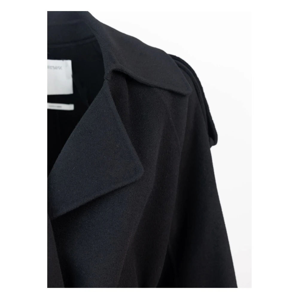SPORTMAX Zwarte wollen jas met riem Black Dames