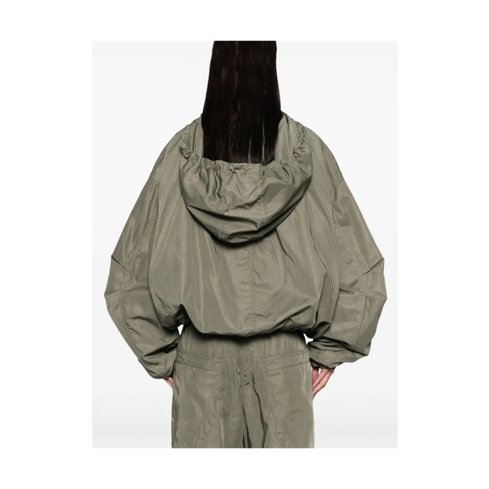 The Attico Olijfgroene Hoodie met Rits Green Dames