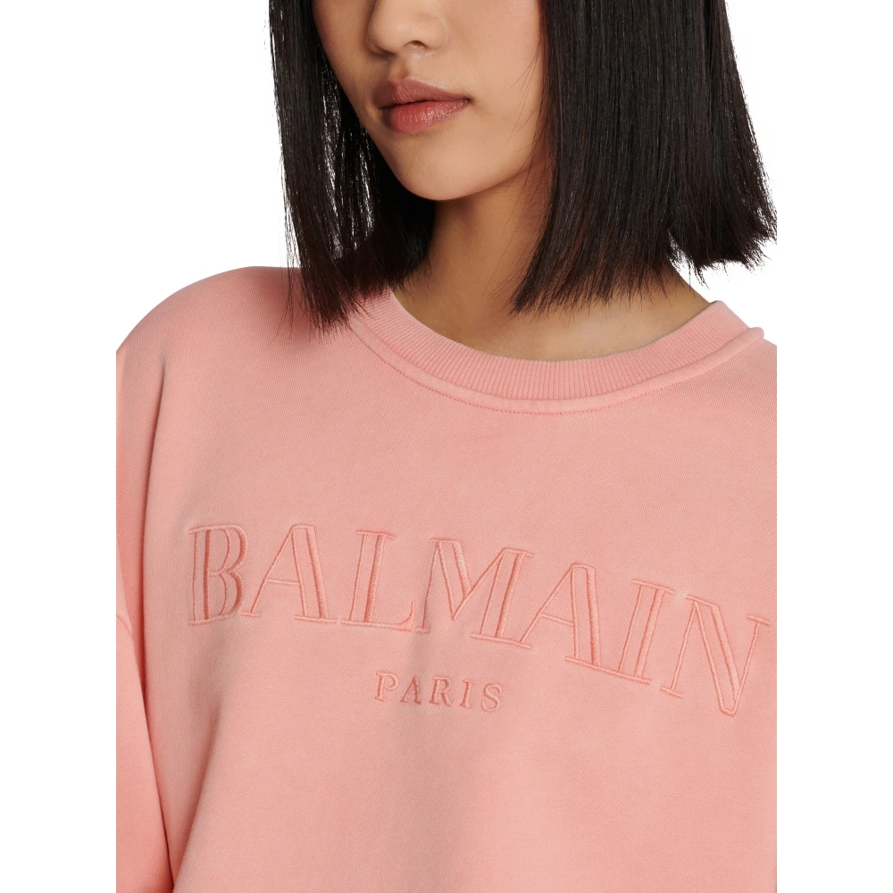 Balmain Sweatshirt met Vintage borduurwerk Pink Dames