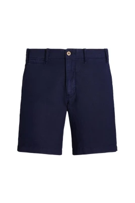 Blå Chinosshorts med dragkedja och knapp