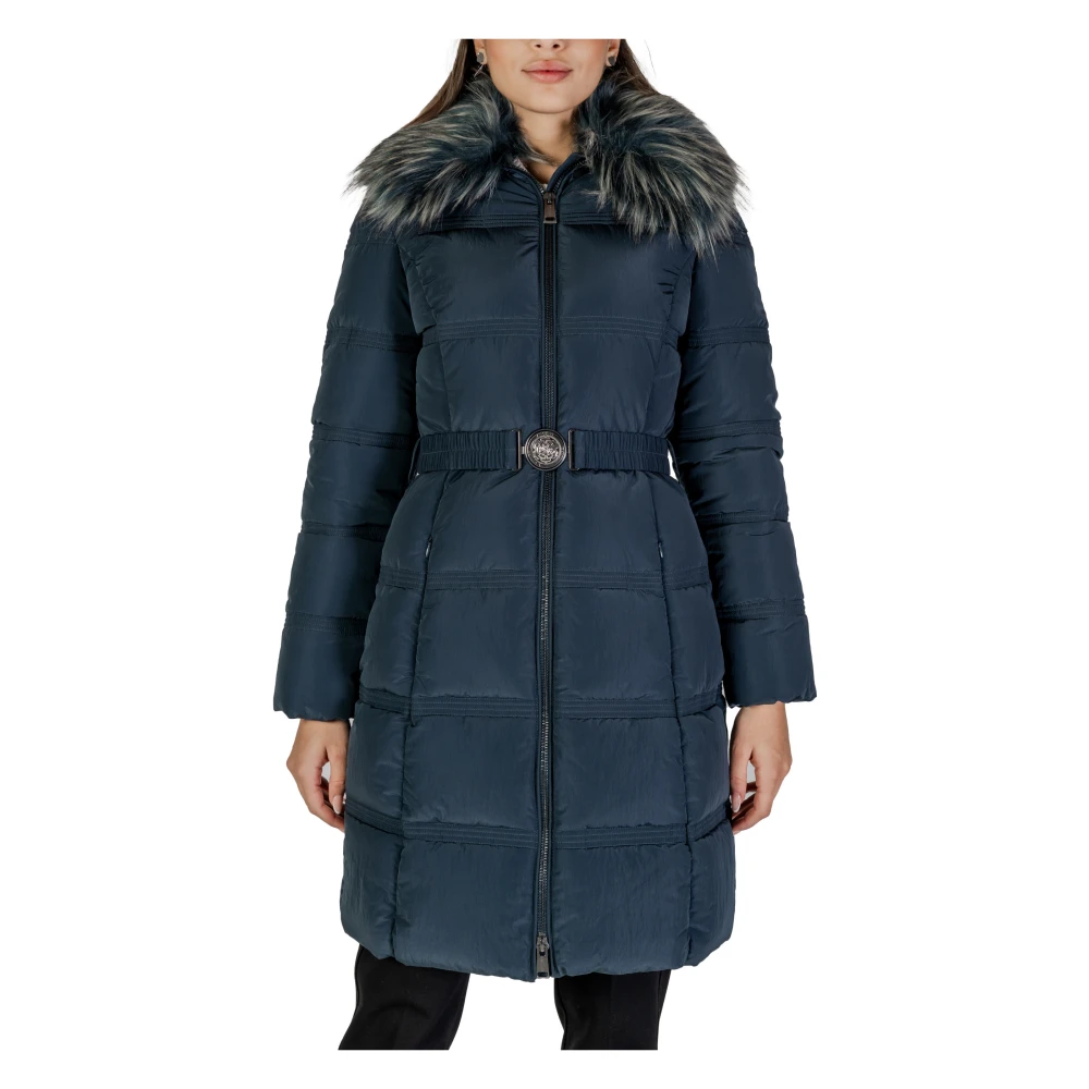 Guess Blauwe Jas met Rits en Zakken Blue Dames