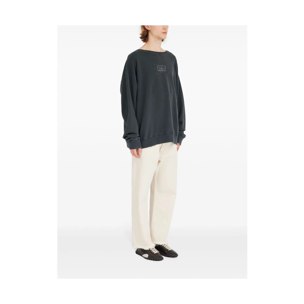 Maison Margiela Zwarte Katoenen Ronde Hals Sweatshirt Black Heren