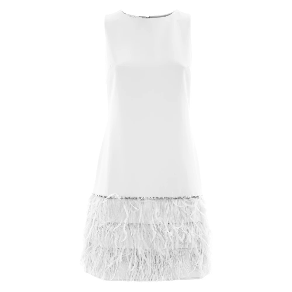 Kocca Mini dress with rhinestones and feathers White Dames