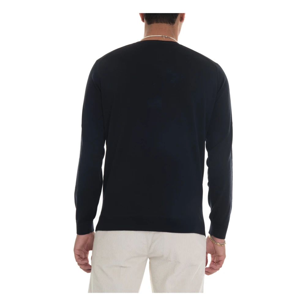 Hindustrie Merino Wol Slim Fit Pullover Blue Heren