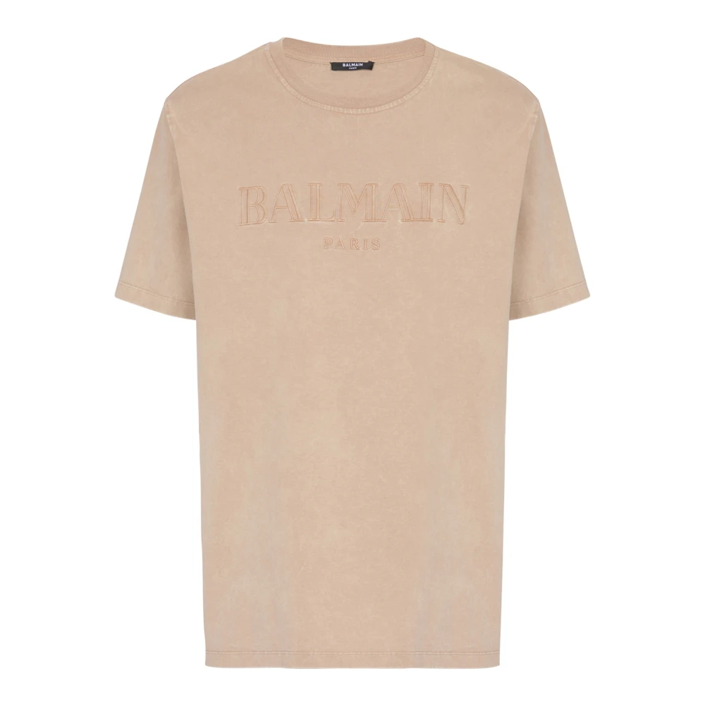 Balmain Los T-shirt met vintage borduurwerk Beige Heren