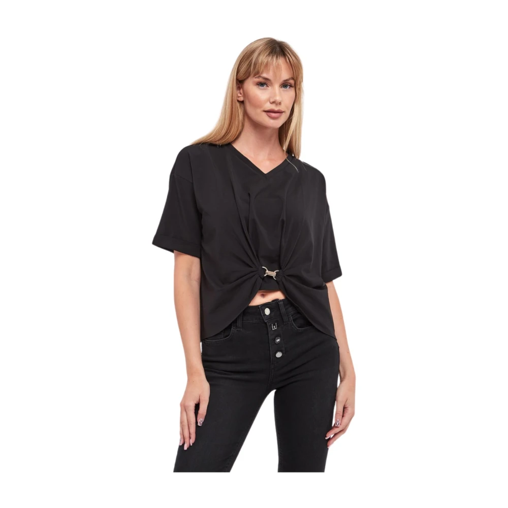 Liu Jo Basis V-Hals T-Shirt Zwart Black Dames