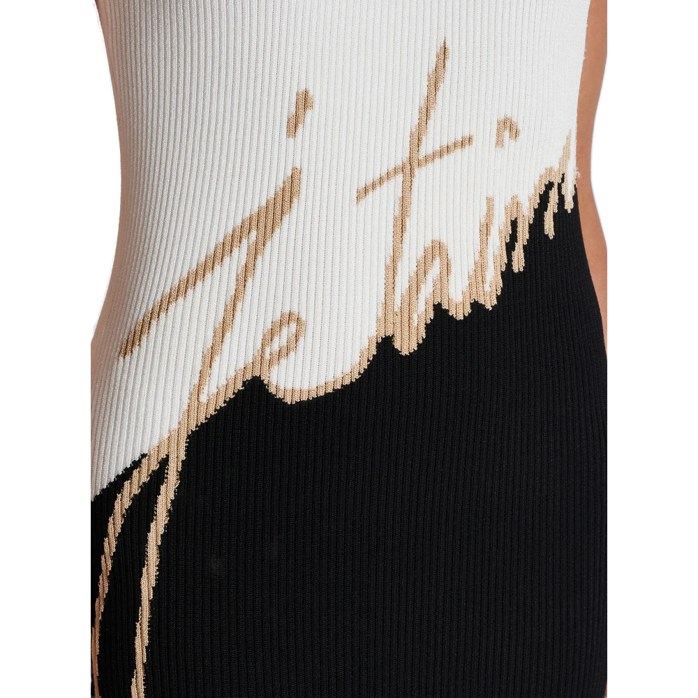 Balmain Lange 'Love Letter' jacquard gebreide jurk Black Dames