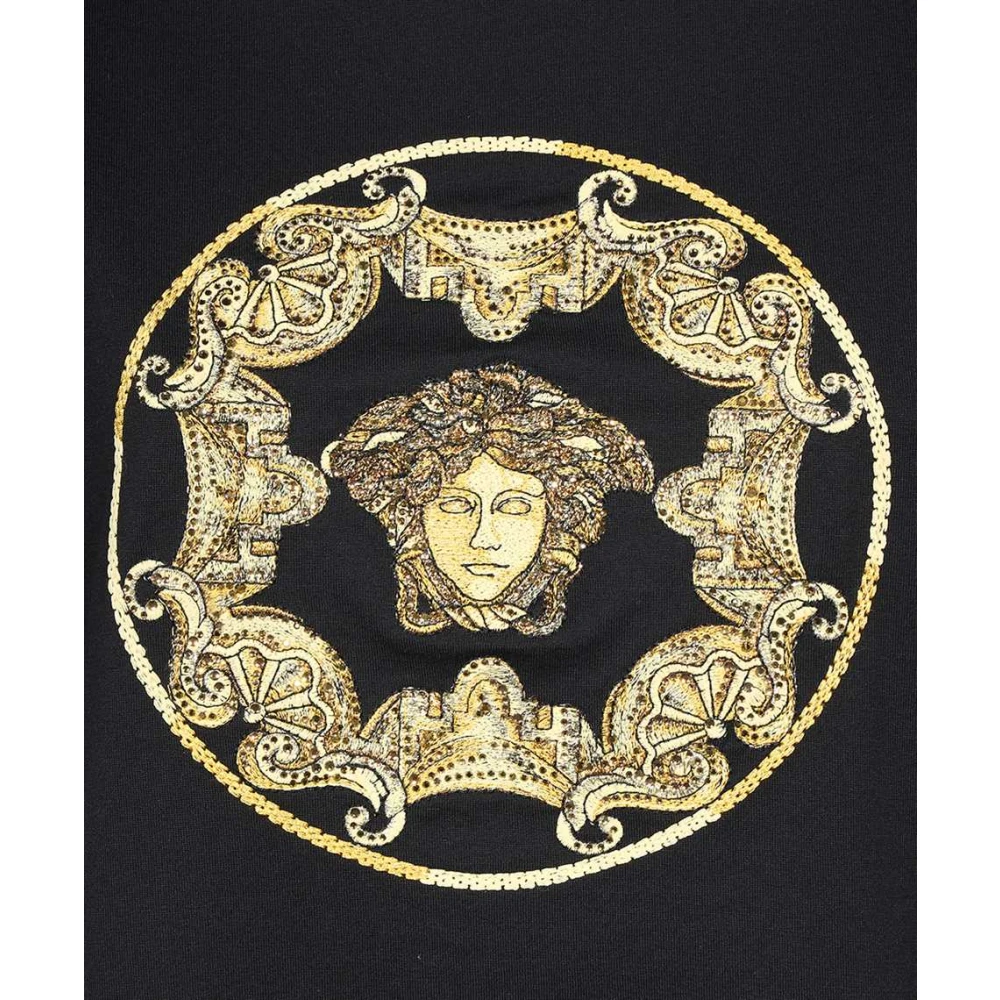 Versace Katoenen T-shirt met logo Black Heren