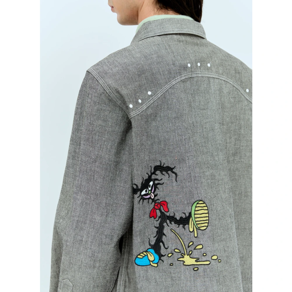 Brain Dead Geborduurd Chambray Overhemd Gray Heren