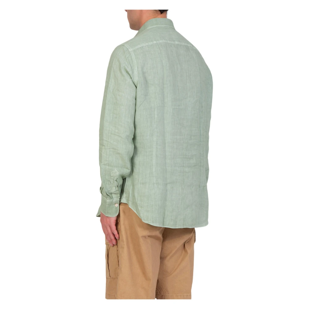 Eleventy Linnen Shirt in Verde Green Heren