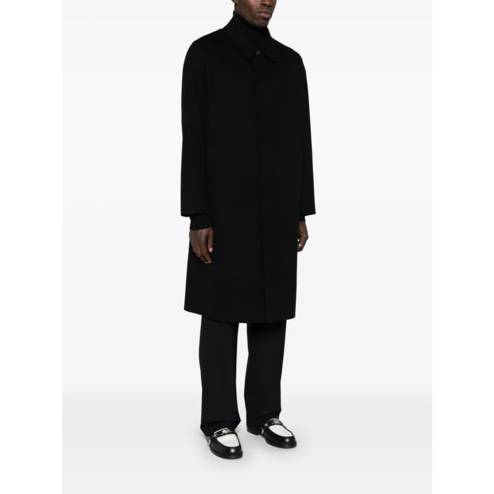 Lardini Zwarte Wollen Jas Black Heren
