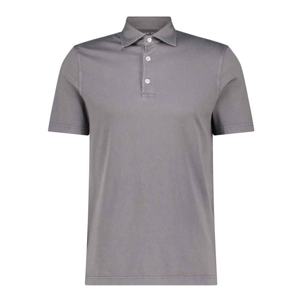 Fedeli Katoenen poloshirt gemaakt in Italië Gray Heren