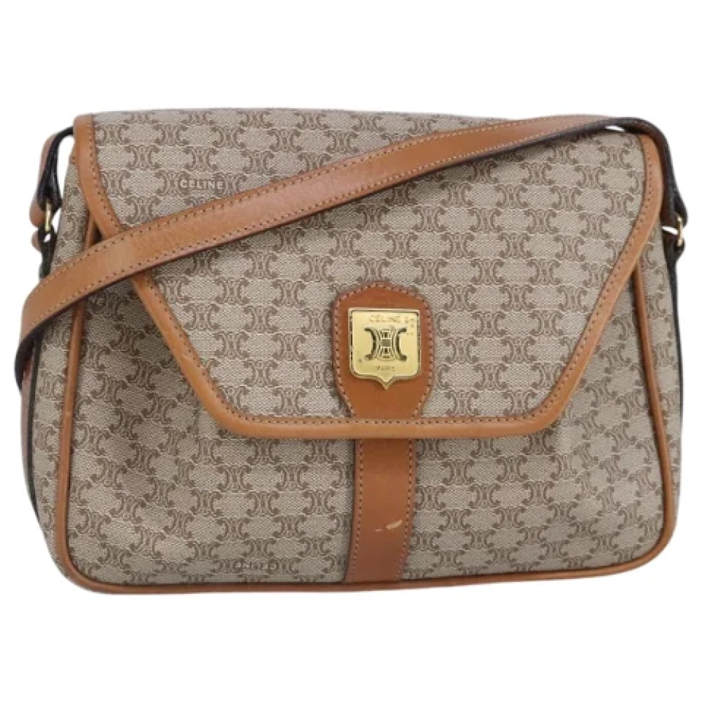 Celine Vintage Pre-owned Canvas shoulder-bags Beige Dames