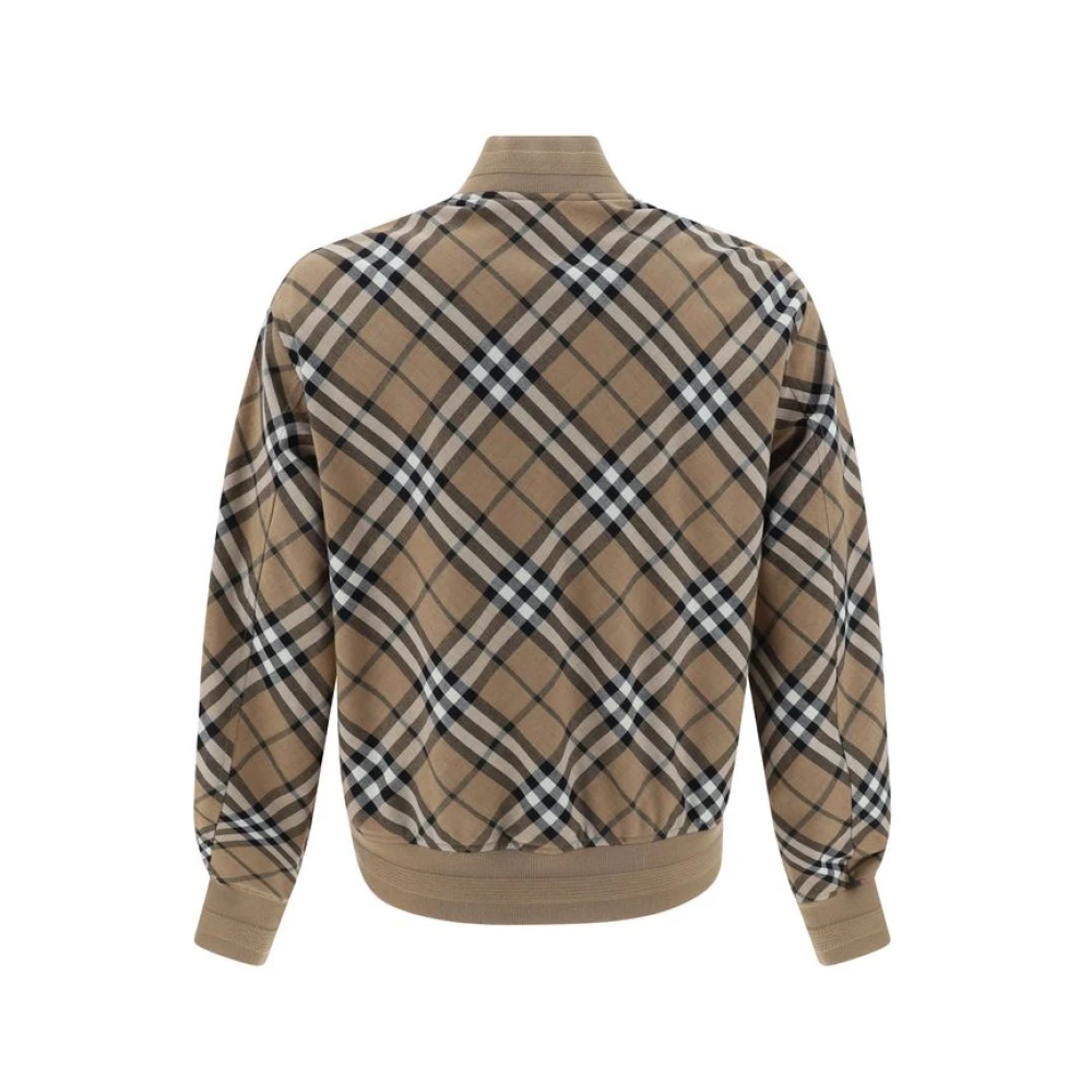 Burberry Geribbelde Bomberjack met Dubbele Rits Beige Heren