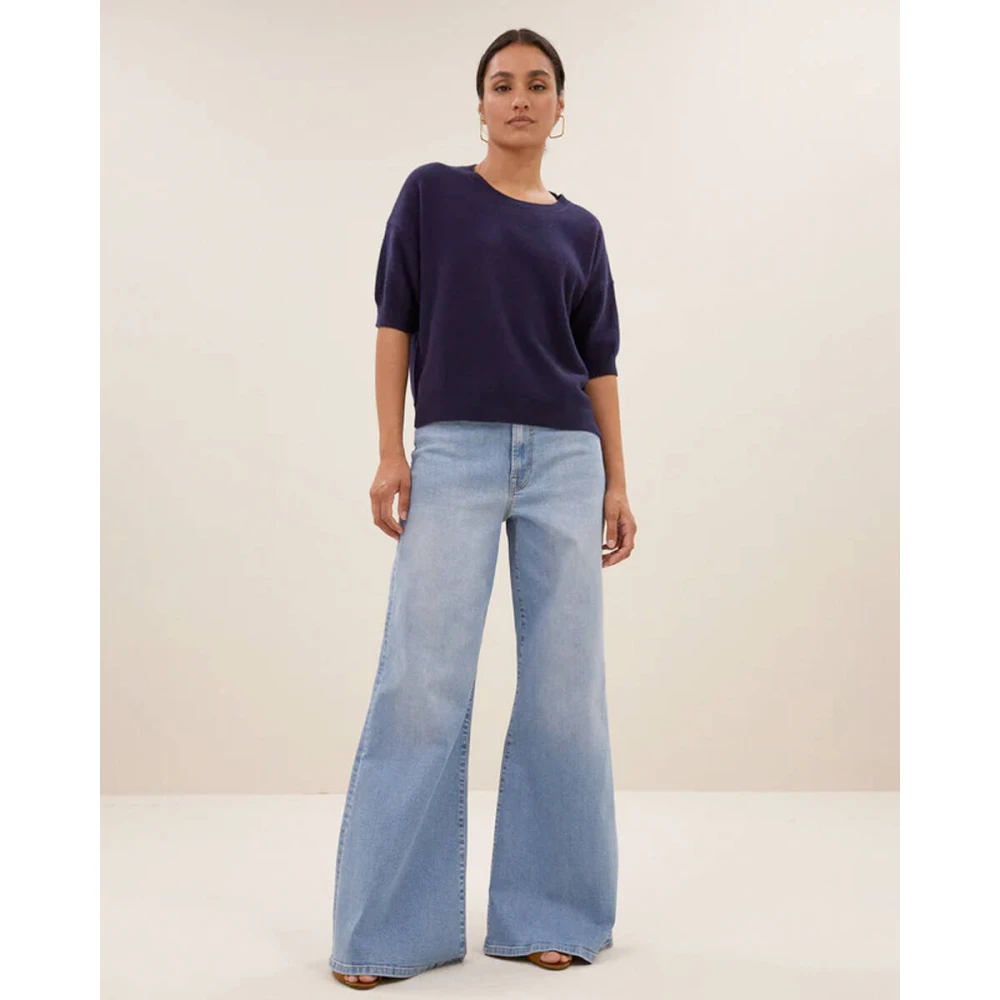 By-Bar Korte Mouw Pullover Holly Blue Dames