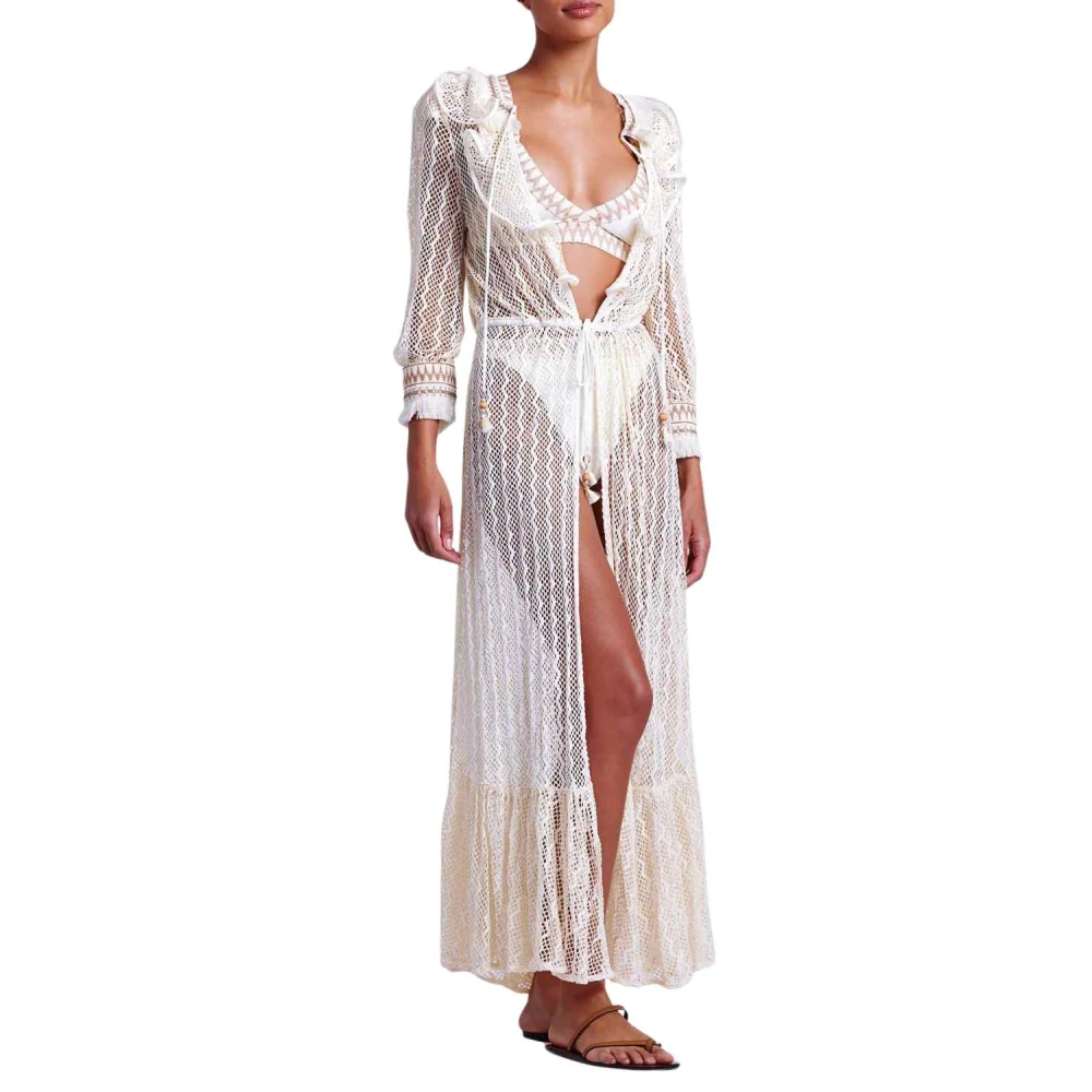 Patbo Elegante Kant Kimono met Ruches White Dames