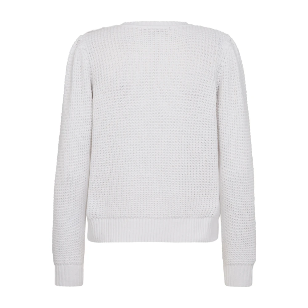 Freequent Off-White Gebreide Trui met Knoopdetail White Dames