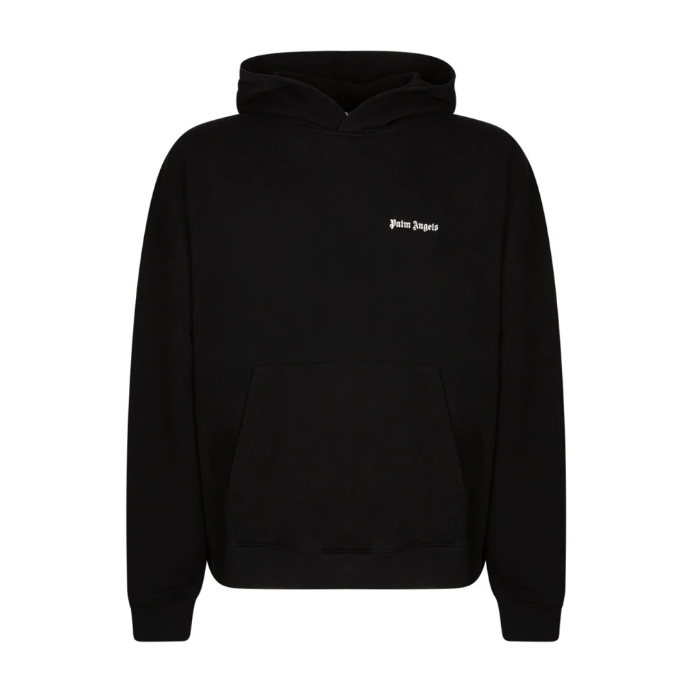 Palm Angels Hombre Negro - Sudadera Con Capucha Y Logo Bordado - Sweatshirts & Hoodies - M - Sudadera Con Capucha Y Logo Bordado