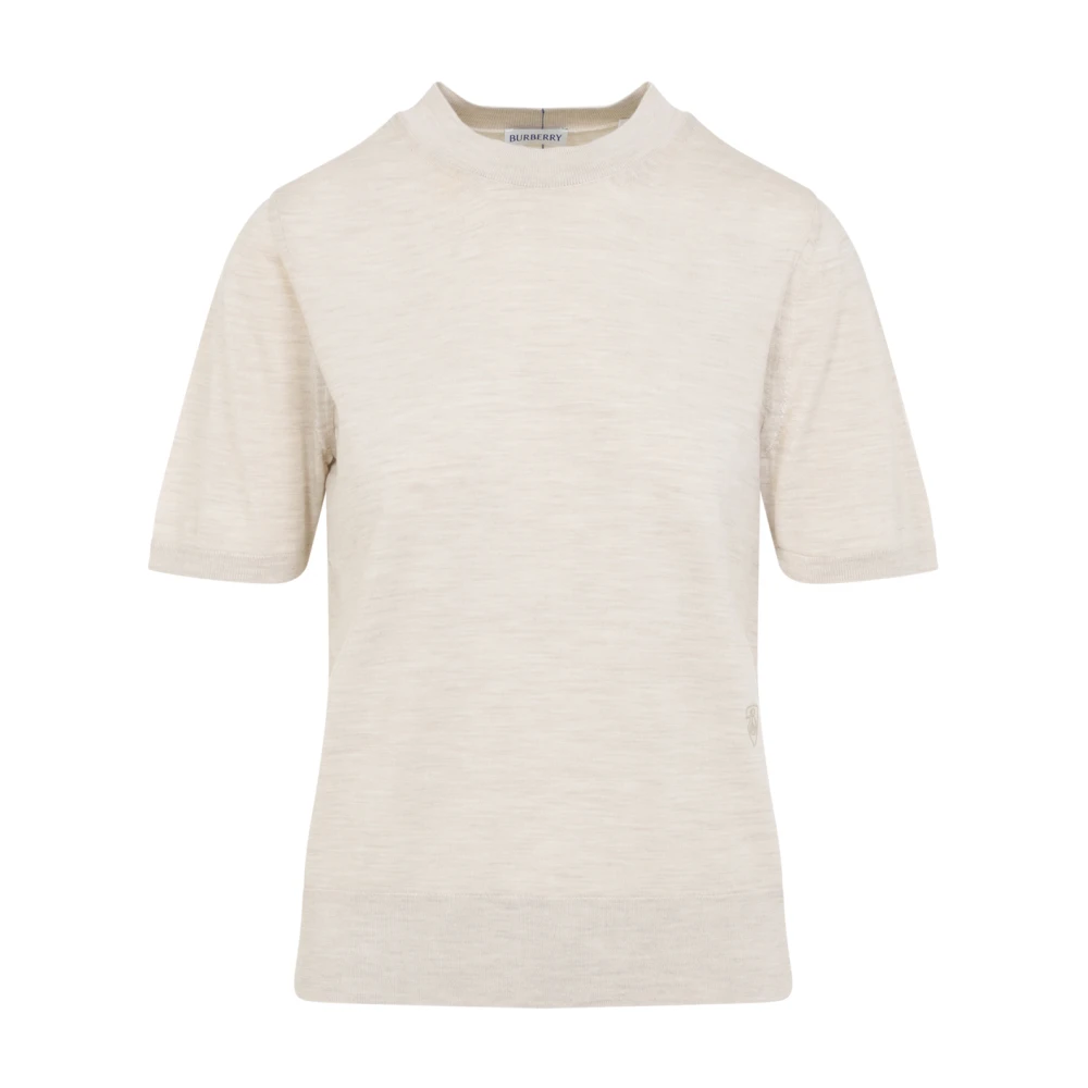 Burberry Women's Beige Round-Neck Knitwear, Xs, Wool Top